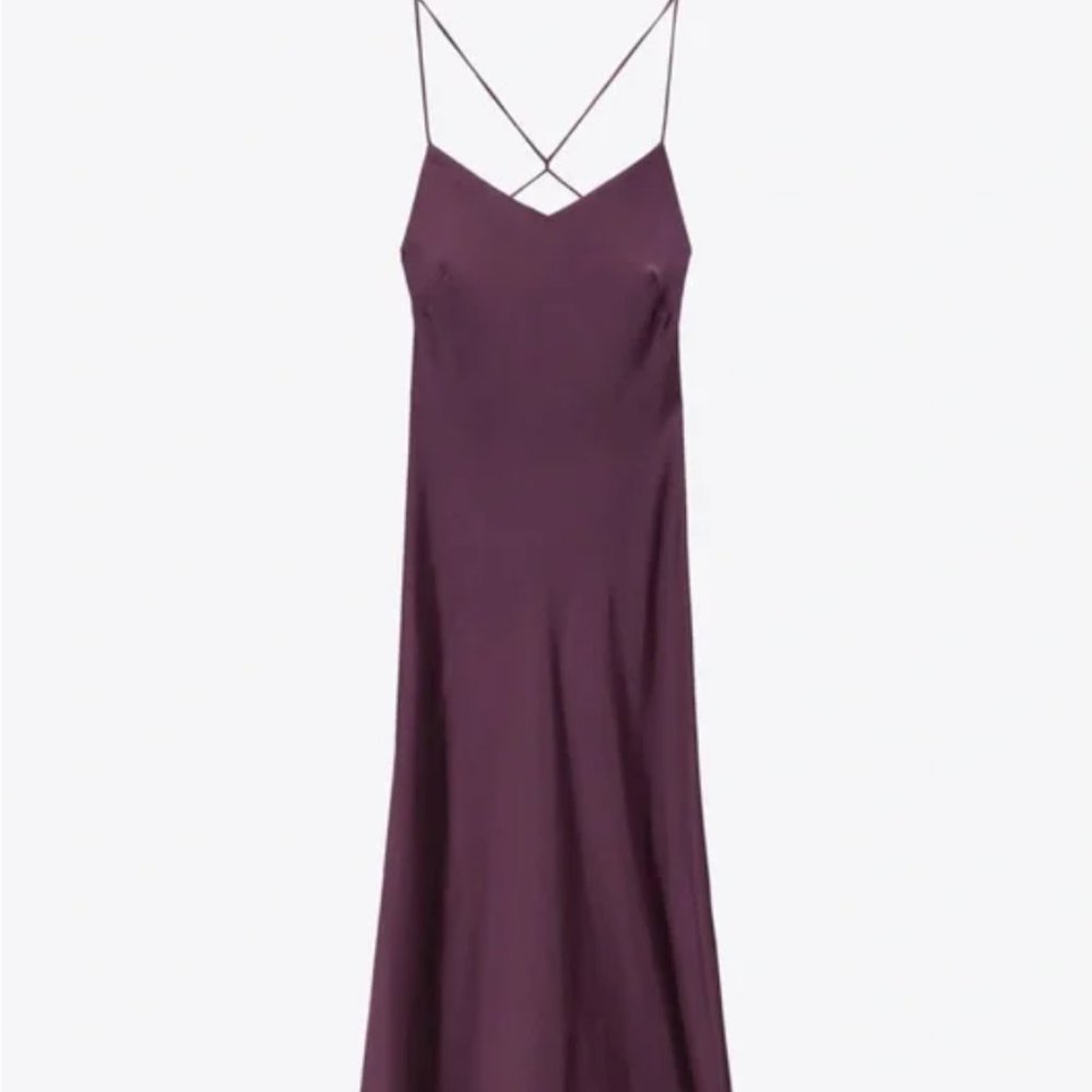 Zara Purple Slip Dress Satin Maxi Open Back NWT (9129/650/667)